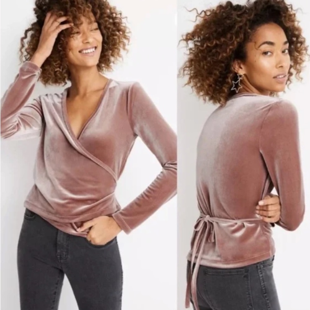 Madewell Velvet Wrap Top Long Sleeve